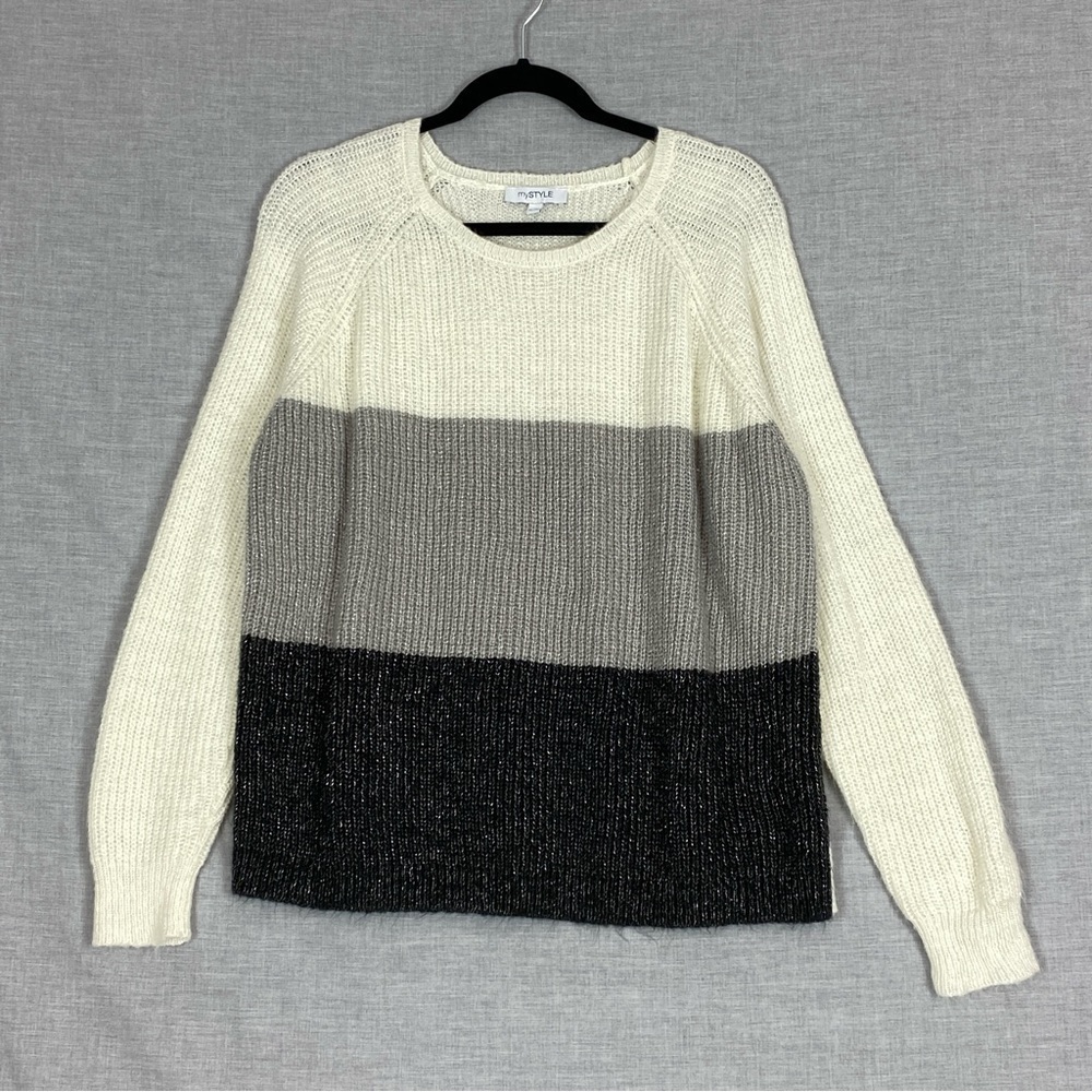 MyStyle Color Block Sweater Sz XL Sparkly Threads
